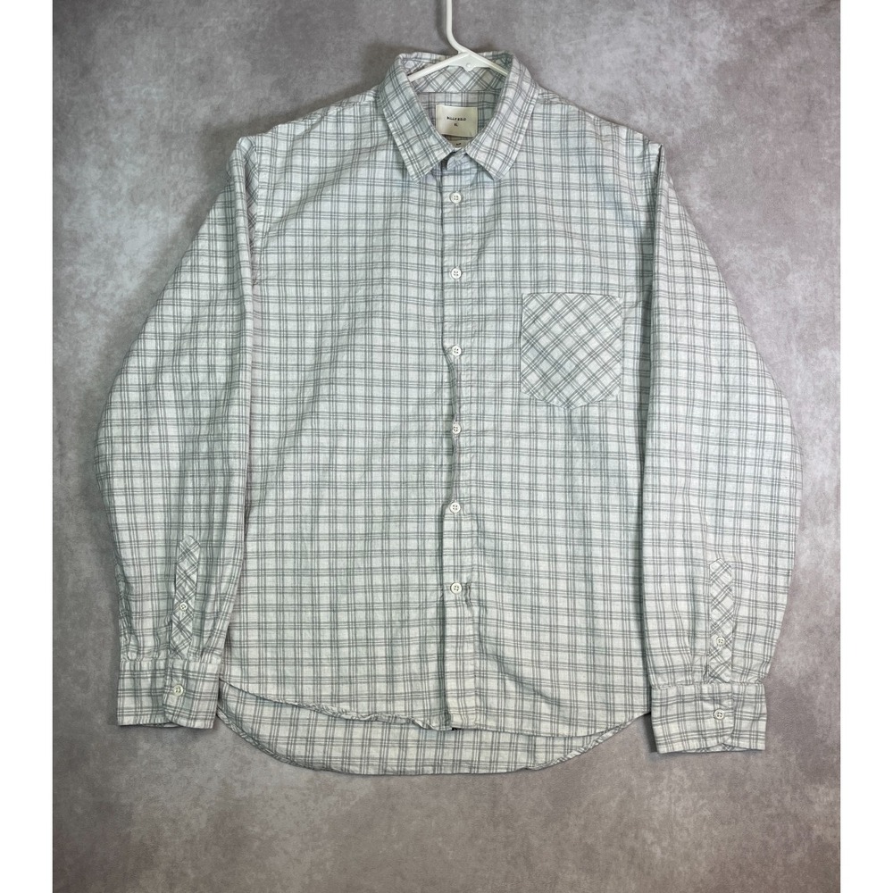 Billy Reid Shirt Mens XL White Slim Button Up Long Sleeve Check Cotton Italy